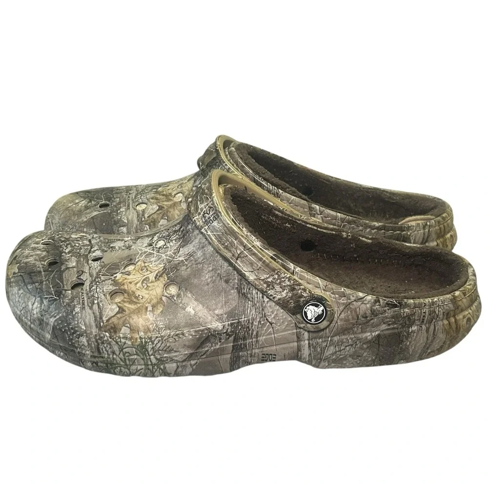Crocs Classic Lined Realtree Edge Camo Clogs Fuzzy Insulated Men's Size 13